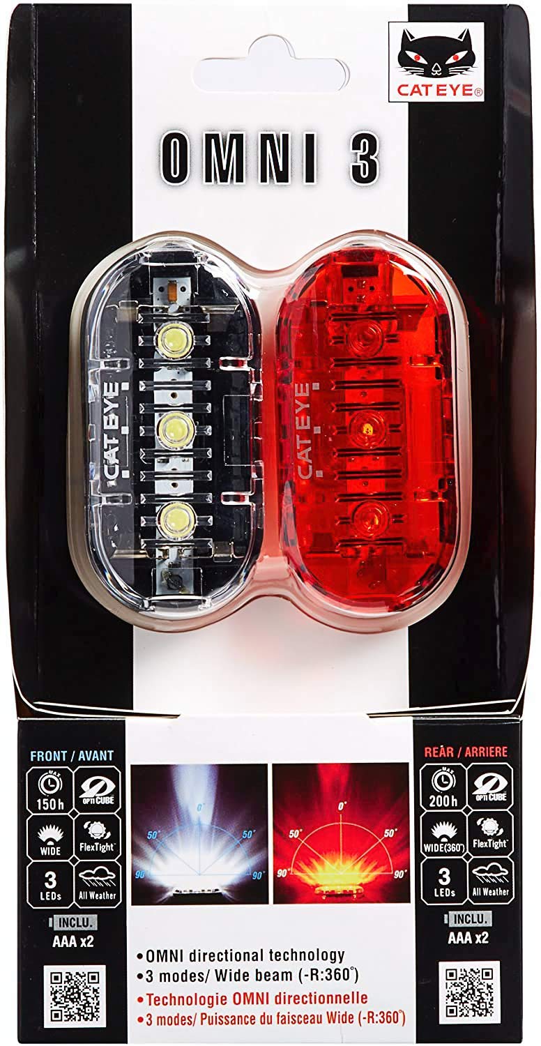 CAT EYE CATEYE Omni 3 Bike Safety Light â€“ IPX4 Waterproof 3 LED Safety Light with 360Â° Visibility, Multiple Flashing Modes, AAA Battery, 200+ Hour Runtime, Fits Road, Urban, MTB & Kids Bikes (Omni 3 Combo) - Image 5